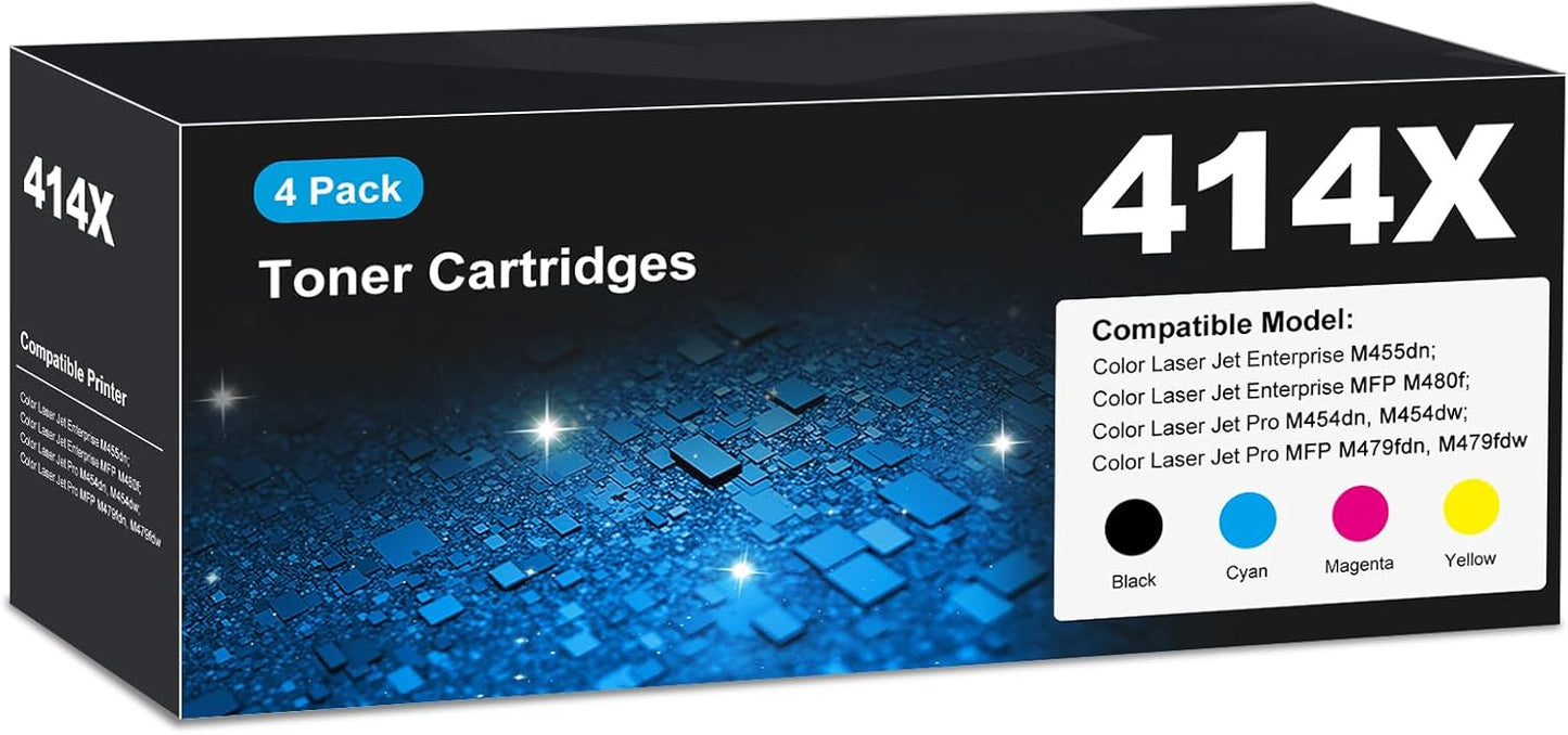 414X Toner Cartridge 4 Pack High Yield for HP Color Laser Jet
