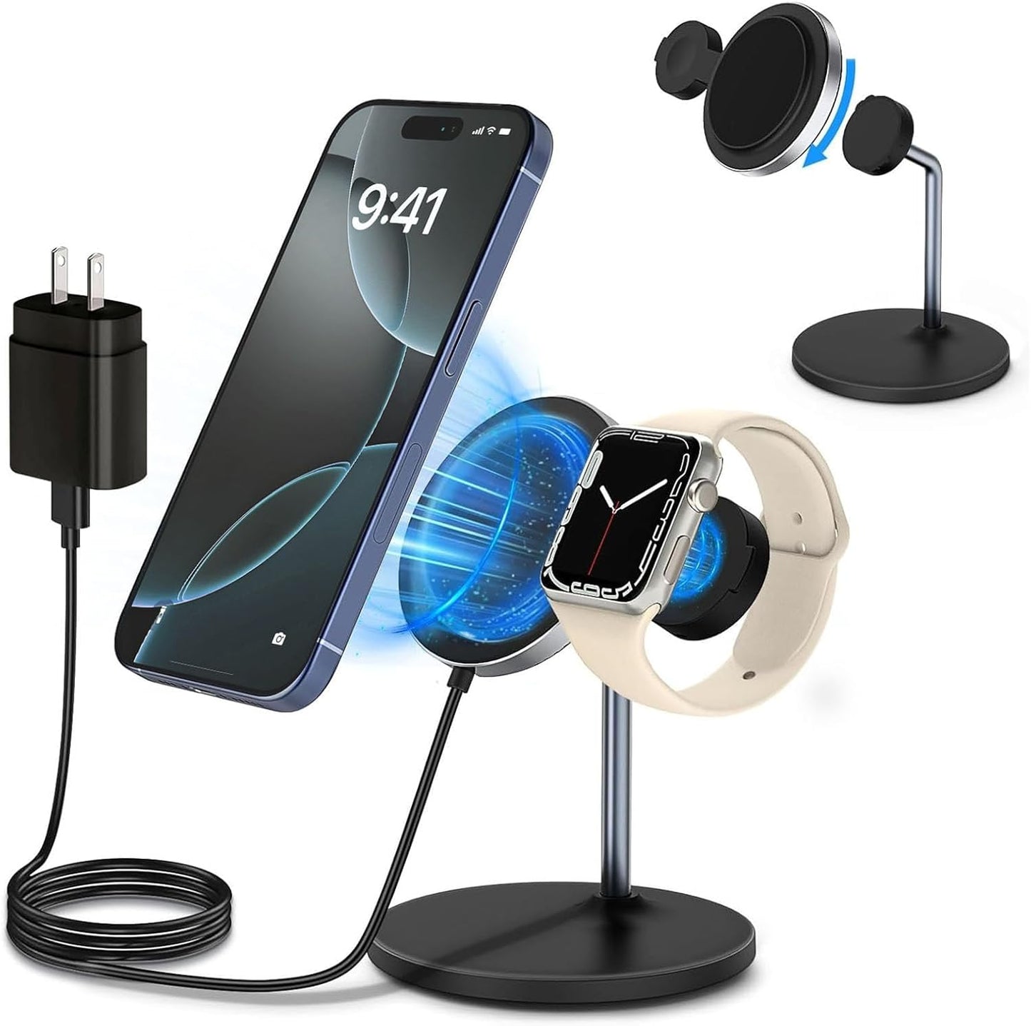 Fast 15W Magnetic Charger for iPhone & Apple Watch