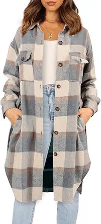 NIeyook Plaid Shacket Jacket for Women - Cozy Winter Style