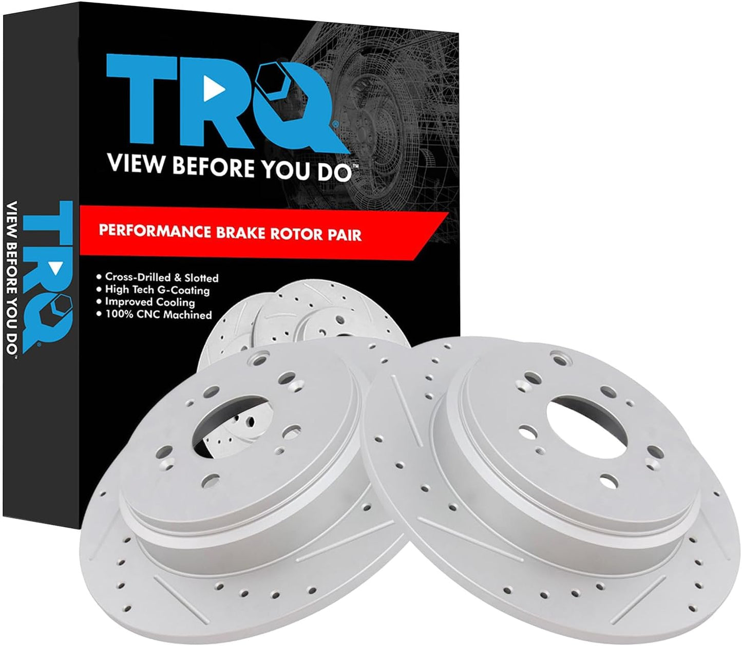 TRQ Rear Performance Brake Rotors Set for Acura MDX & Honda
