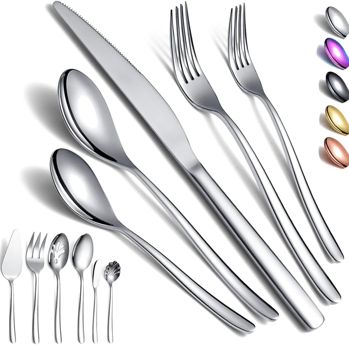46 Piece Stainless Steel Silverware Set for Elegant Dining