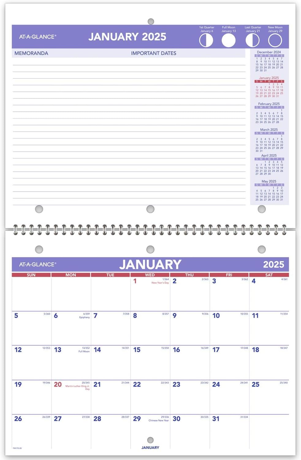 2025 AT-A-GLANCE Wall Calendar: Compact & Spacious