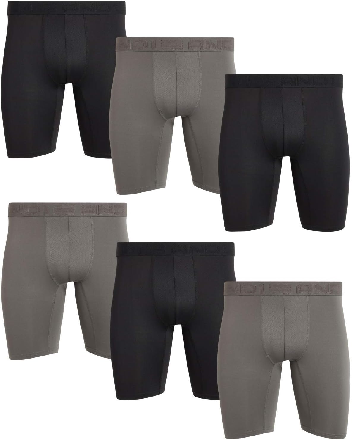 AND1 Mens Boxer Briefs - 6 Pack Long Leg Performance Underwear