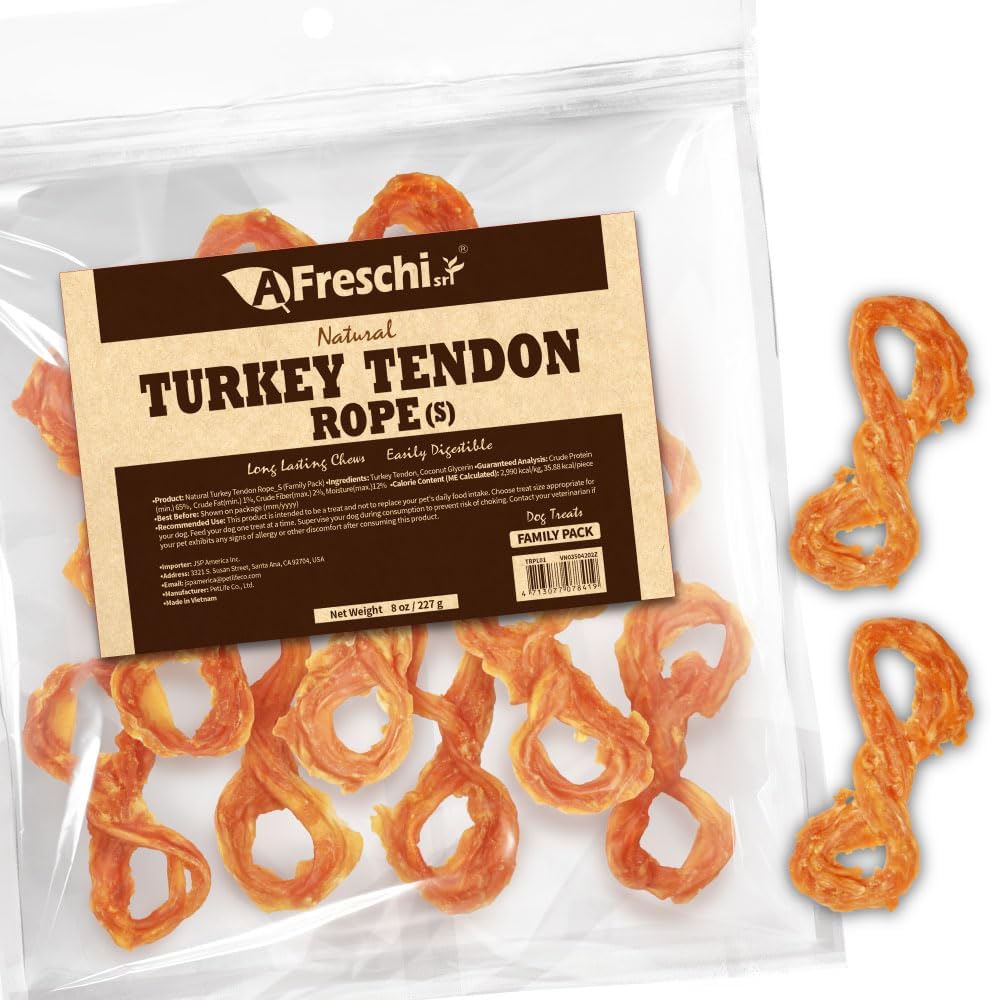 Natural Turkey Tendon Rope Chews for Small Breeds - 8 oz