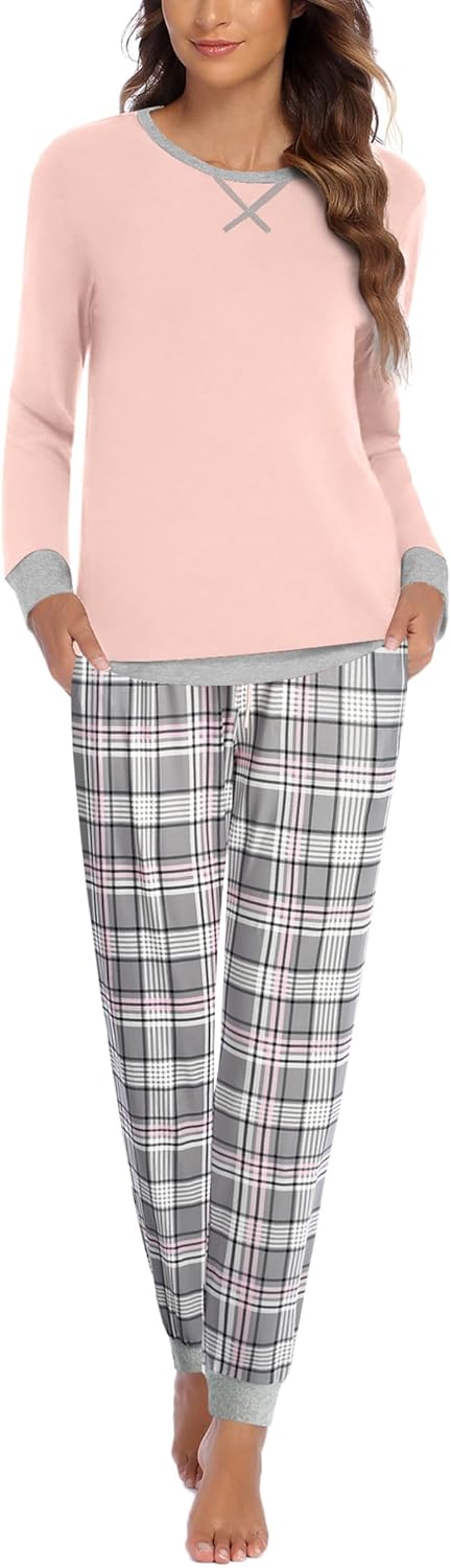 Ekouaer Pajamas for Women Long Sleeve Jogger Set with Pockets