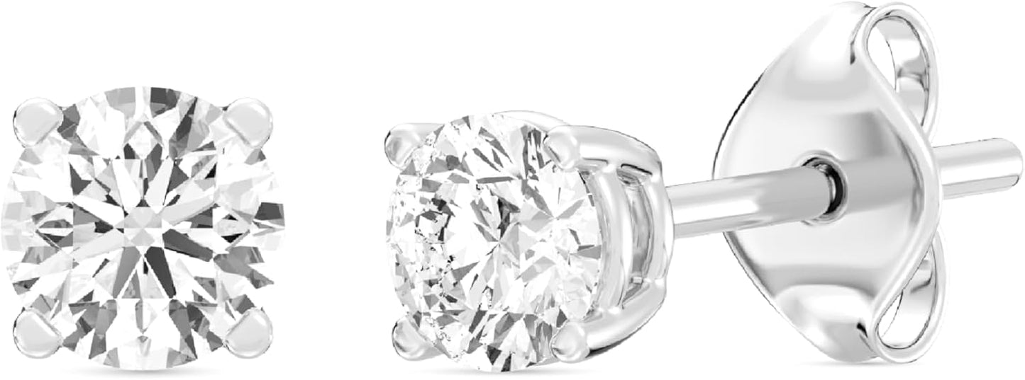 Gilded Lab-Grown Diamond Stud Earrings for Women in Silver