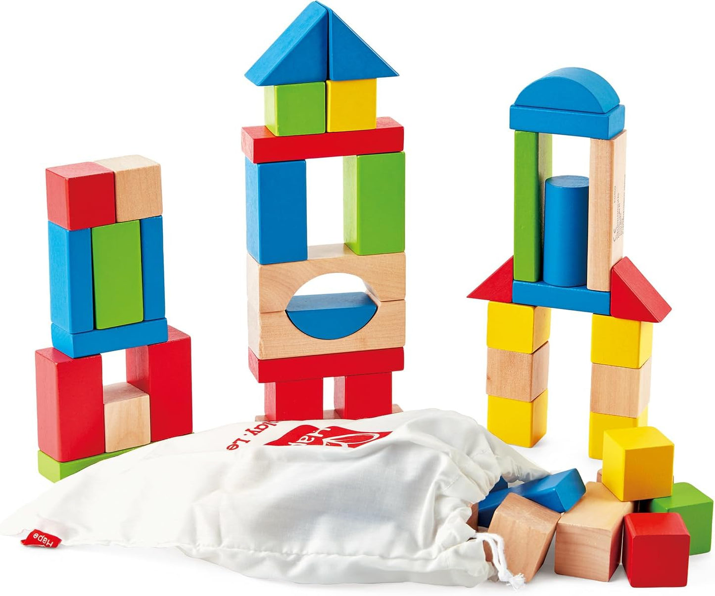 Hape Kids Building Blocks Set, 50 Bright Pieces