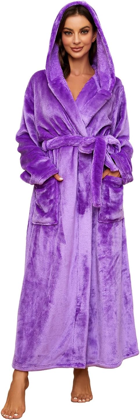 Womens Long Hooded Plush Robe for Ultimate Warmth and Comfort