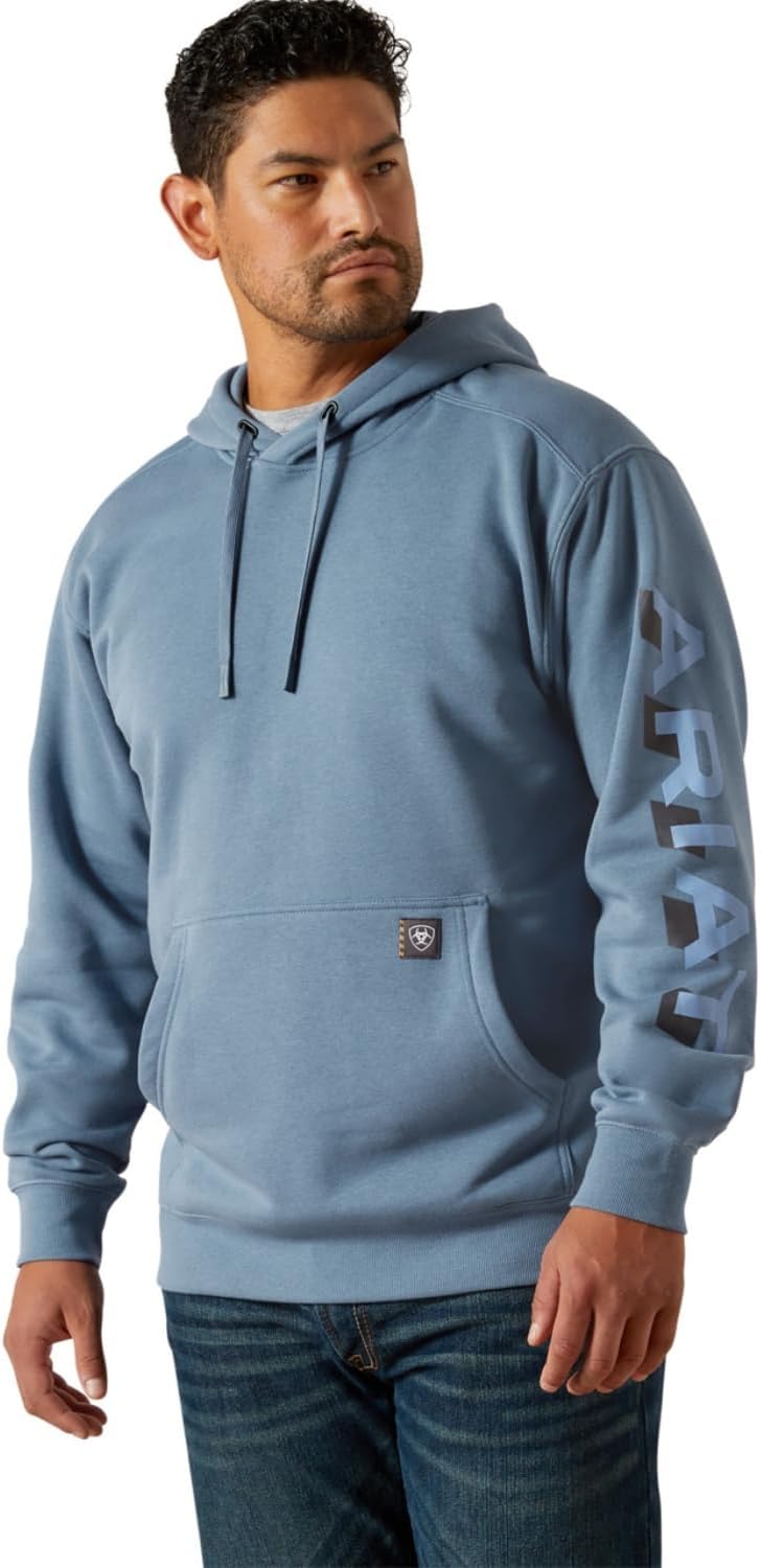 ARIAT mens Rebar Lightweight Logo Hoodie for All-Season Comfort