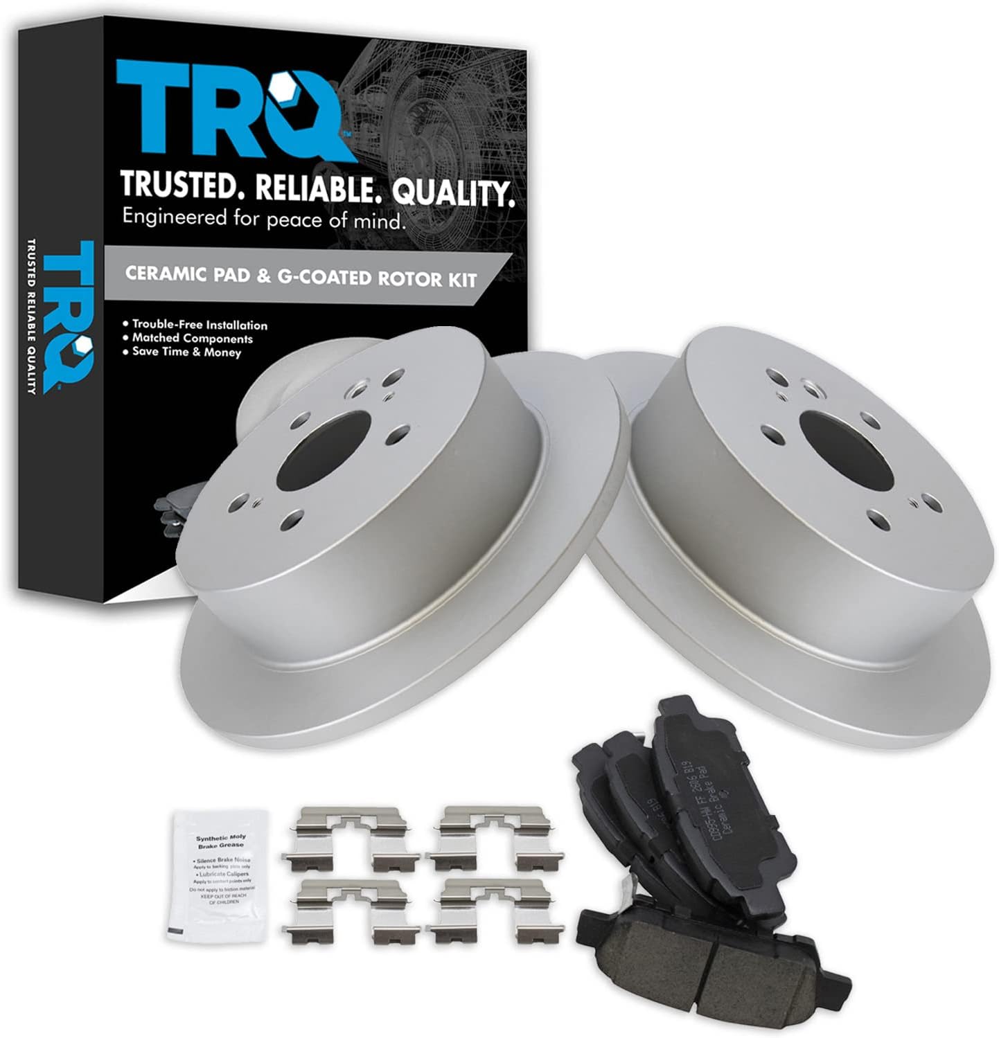 TRQ Rear Brake Pad and Rotor Set for 2004-2010 Toyota Sienna