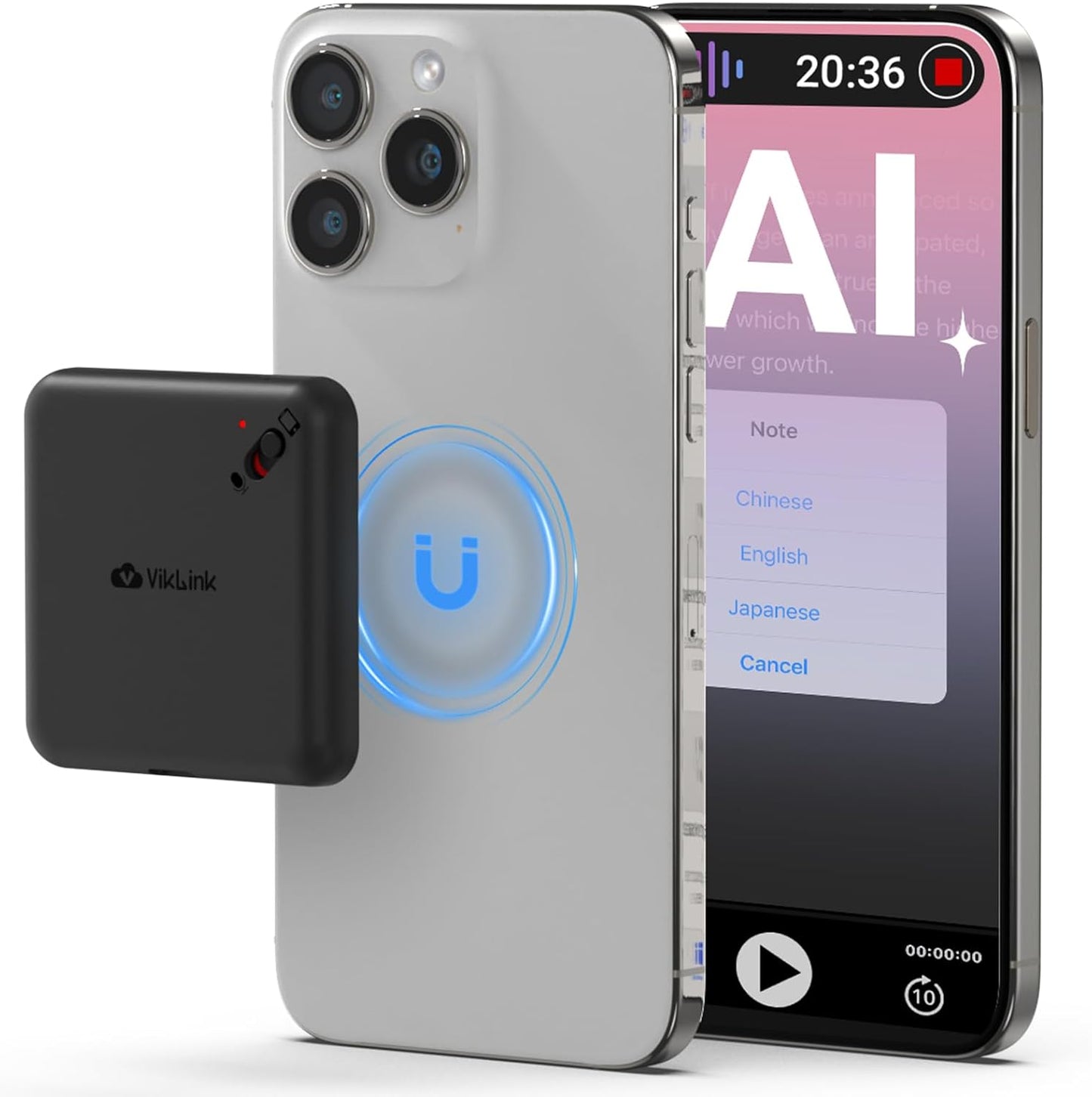 Magnetic Voice Activated Recorder with AI Transcription & More