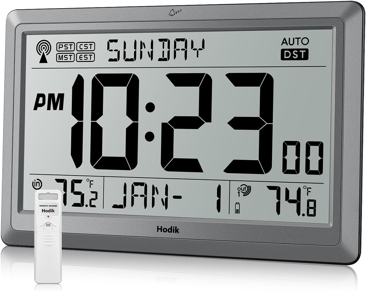 Atomic Wall Clock with Indoor Outdoor Temperature Display