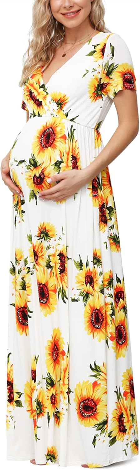 Xpenyo Maternity Maxi Dress for Baby Shower and Casual Wear