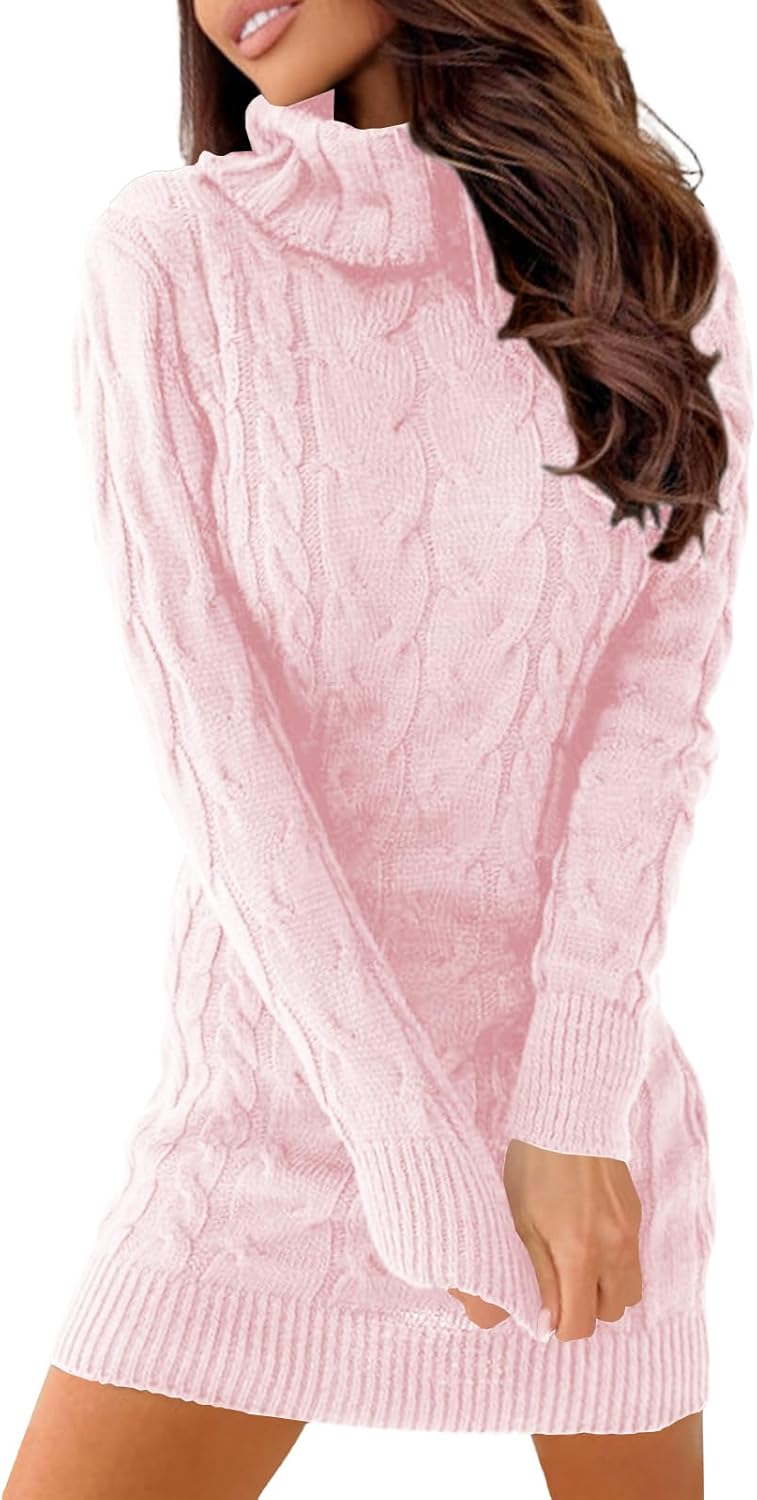 Langwyqu Womens Cable Knit Sweater Dress for Fall Fashion
