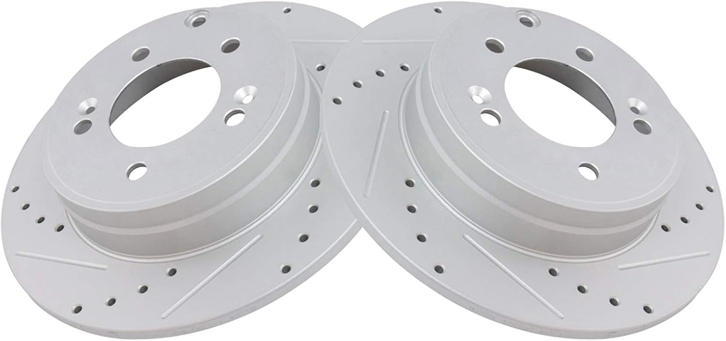 TRQ Rear Performance Brake Rotors Set for Hyundai and Kia Vehicles