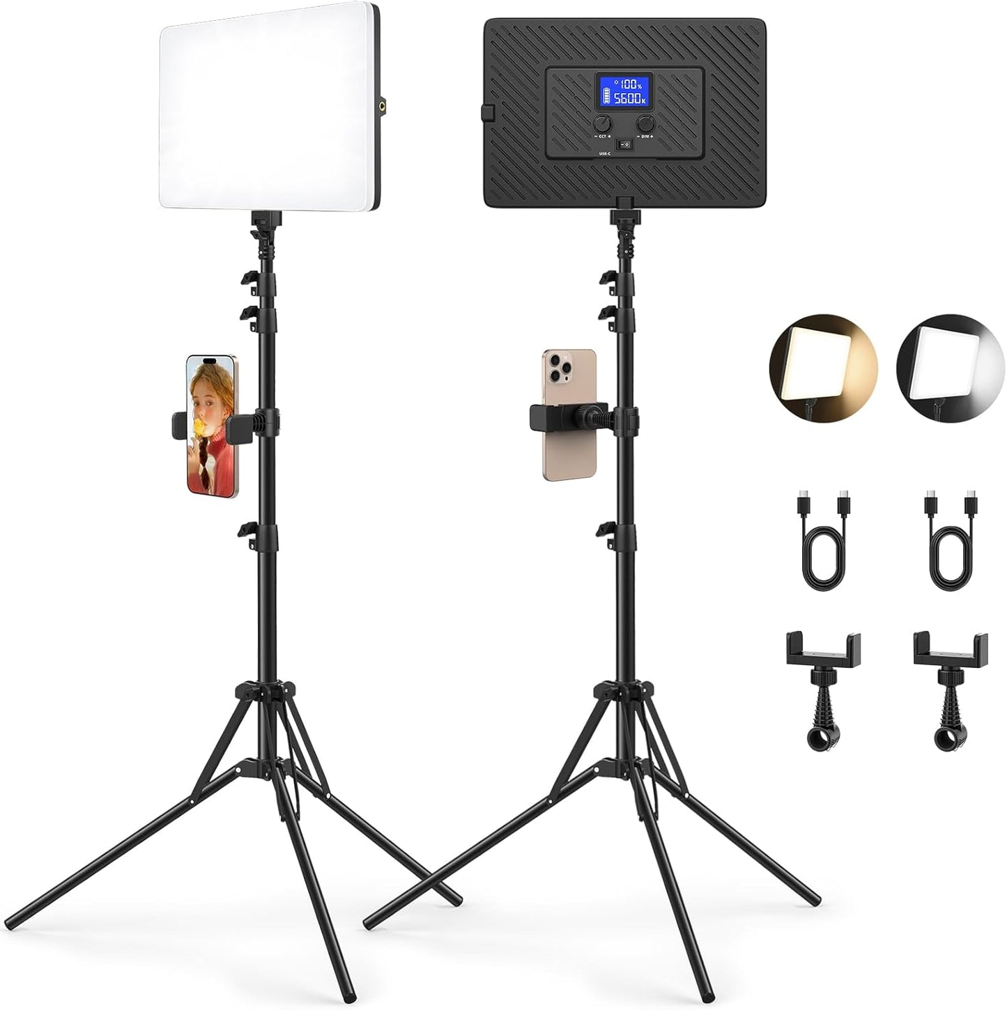 2 Pack LED Video Light Kit for Professional Photography Use