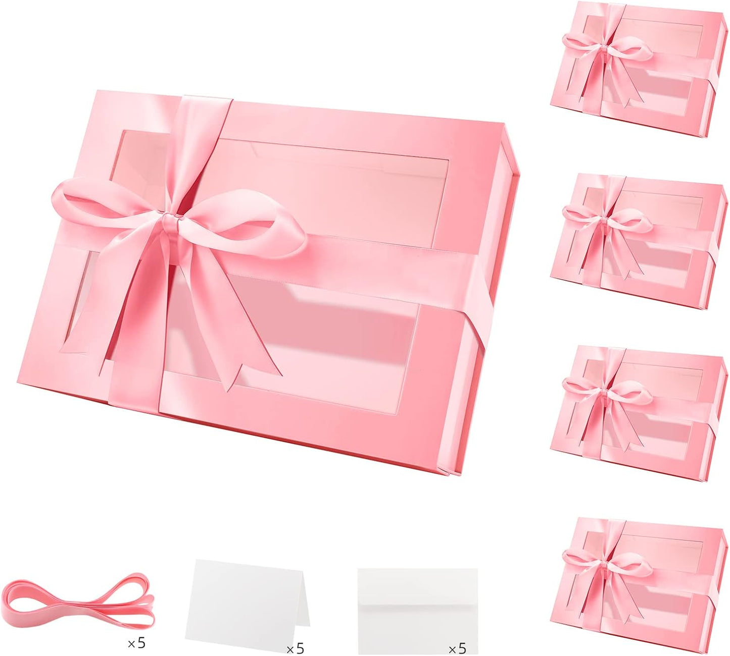 5 Pink Mothers Day Gift Boxes with Windows for Special Occasions