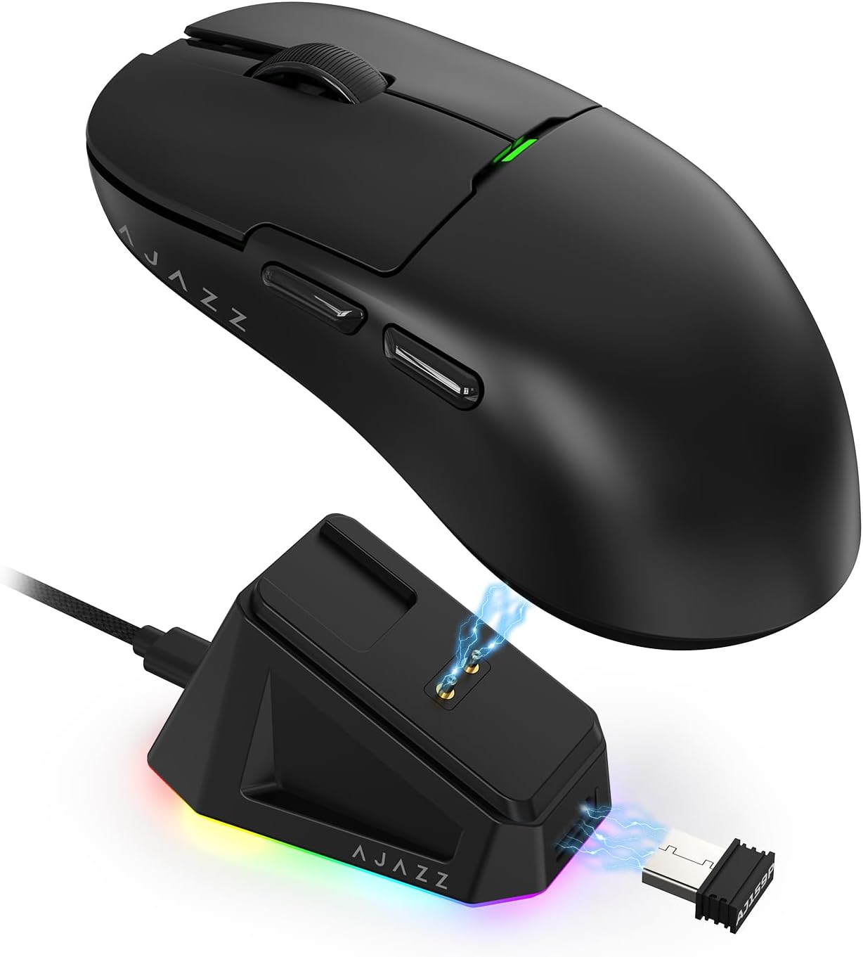 Ajazz AJ159 Lightweight Gaming Mouse with Magnetic Charging Dock