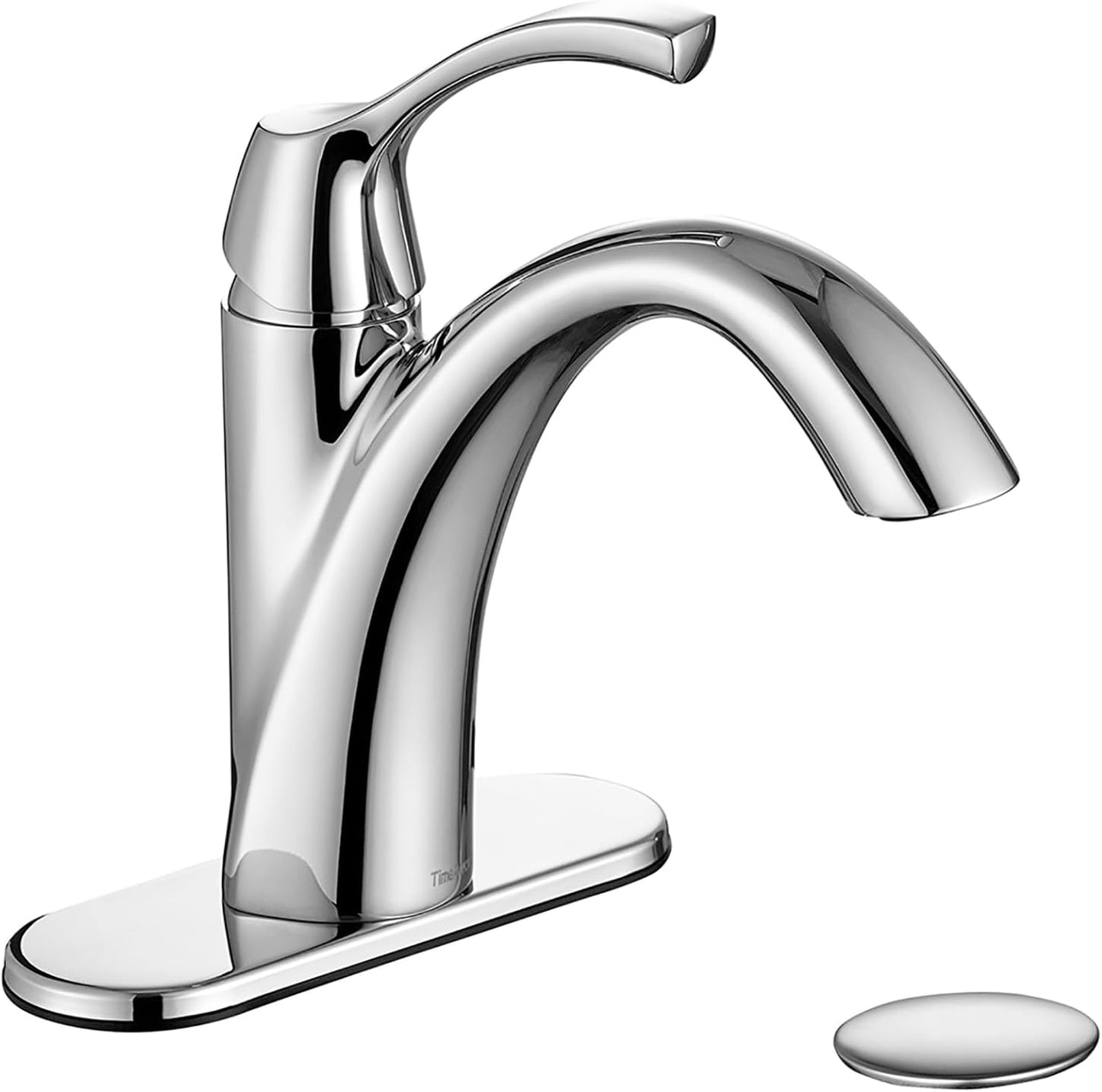 Chrome Bathroom Faucet with Deck Plate and Pop Up Drain Included