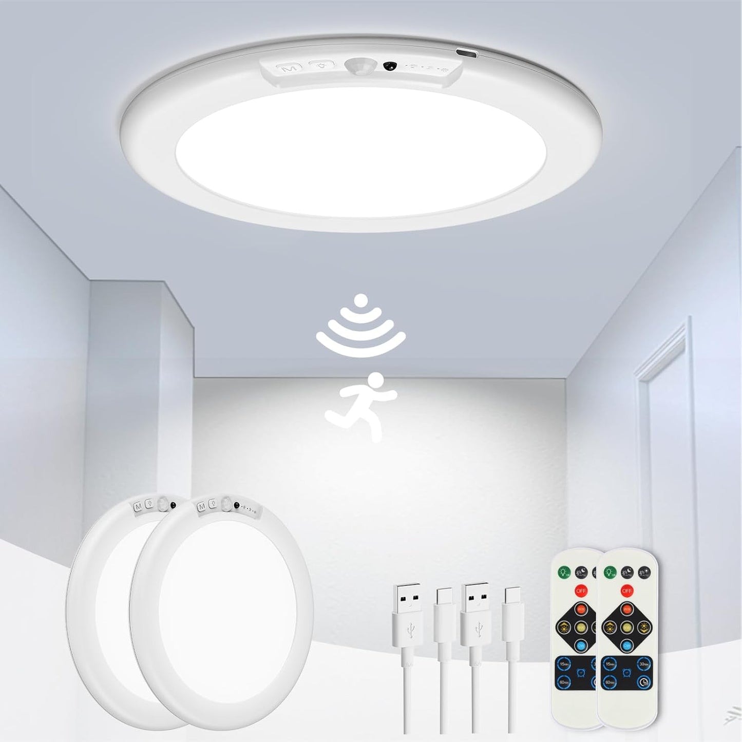 Rechargeable Motion Sensor Ceiling Light for Home Use