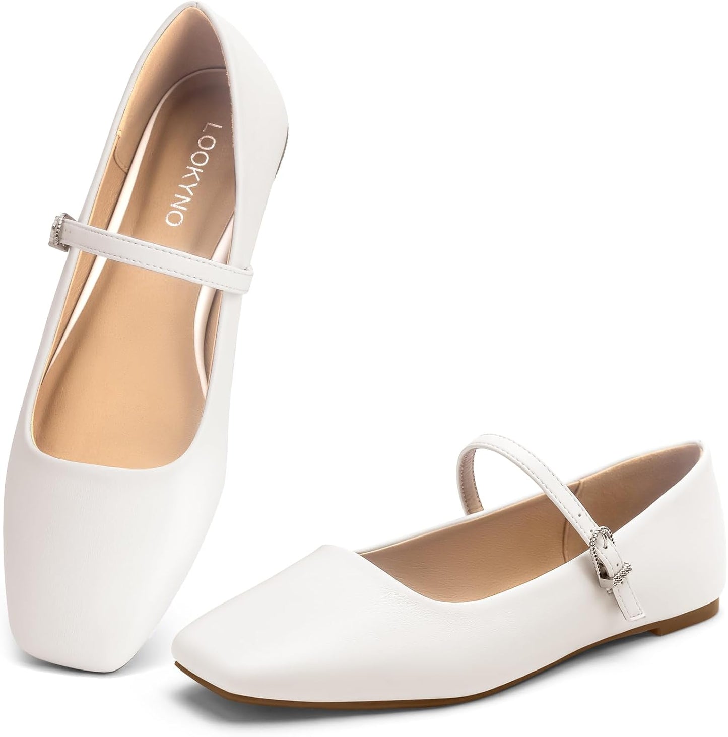 Womens Ballet Mary Jane Flats with Adjustable Strap for Comfort
