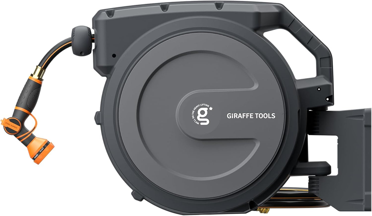 Giraffe Tools Retractable Garden Hose Reel for Easy Watering