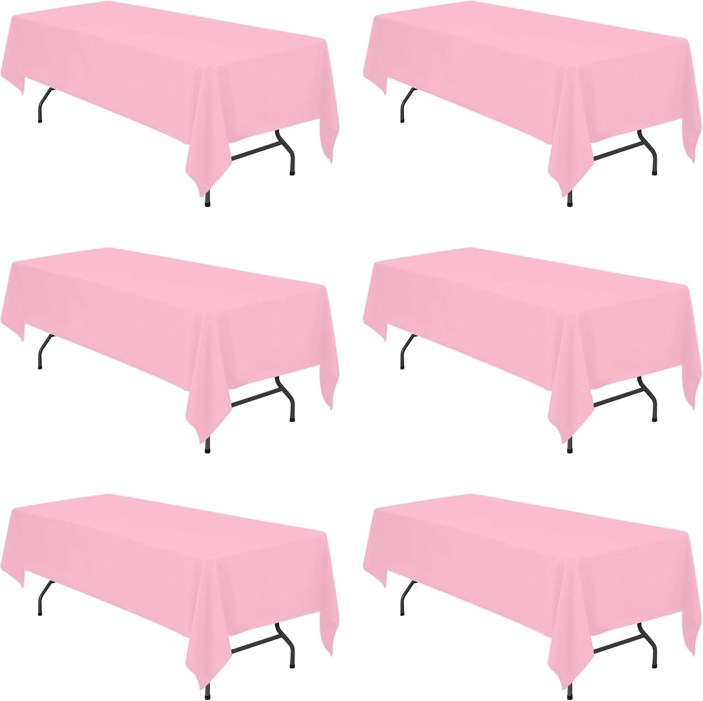 Premium 6 Pack Pink Tablecloths for 8 Foot Rectangle Tables