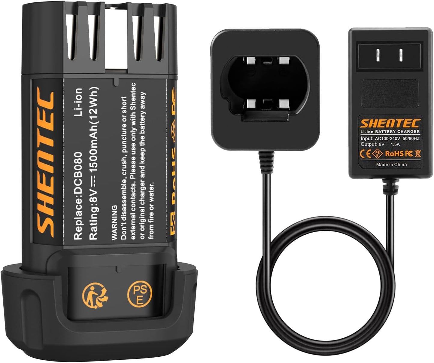 Shentec 1500mAh 8V Replacement Battery for Dewalt Tools