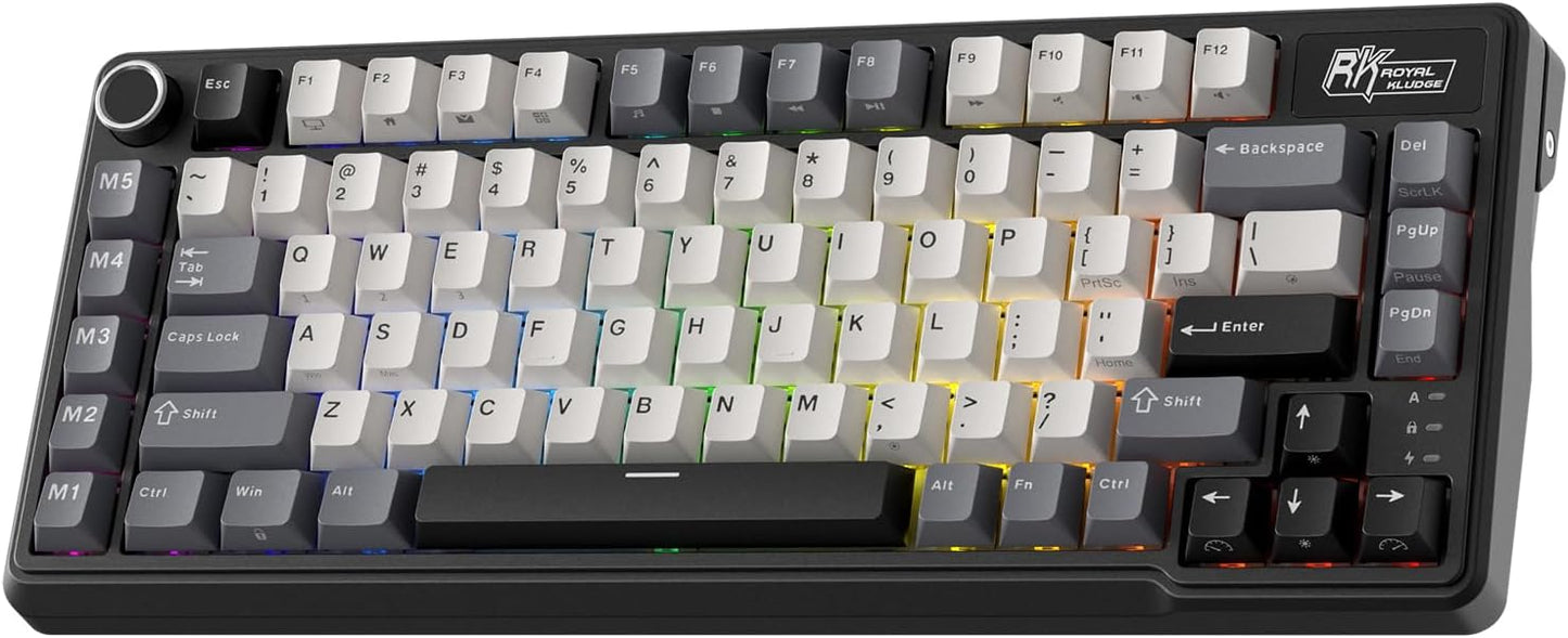RK L75 Gasket Mount Mechanical Keyboard with Macro Keys & Knob