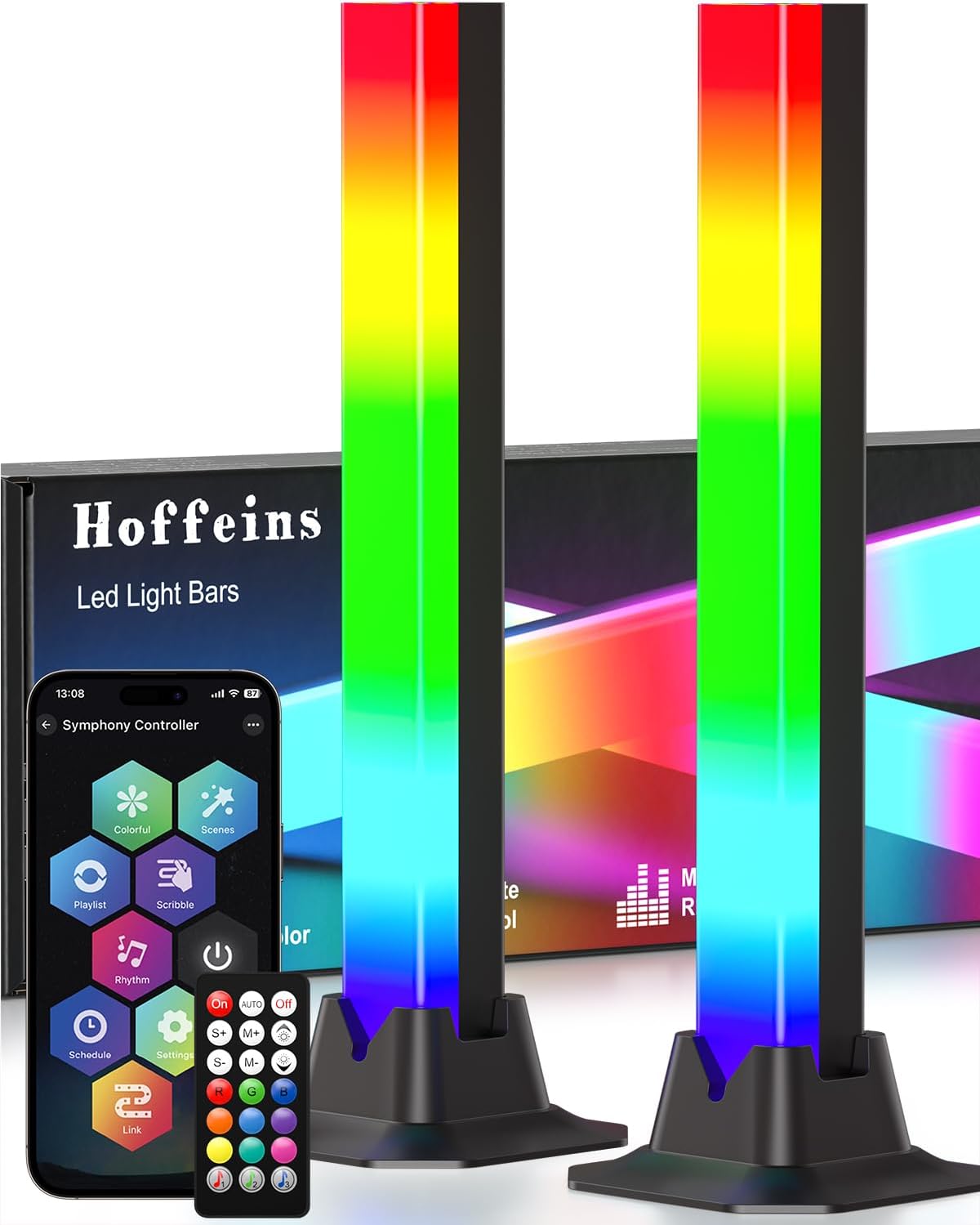 Hoffeins RGB Light Bars: Music Sync, 16M Colors, Remote Control