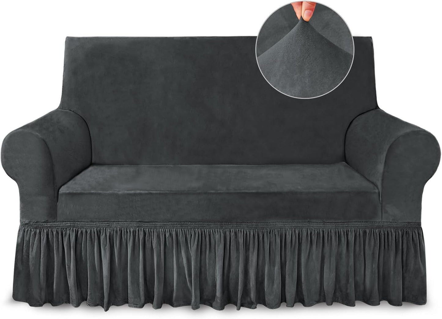 NICEEC Loveseat Cover Super Soft Grey Slipcover for Couches