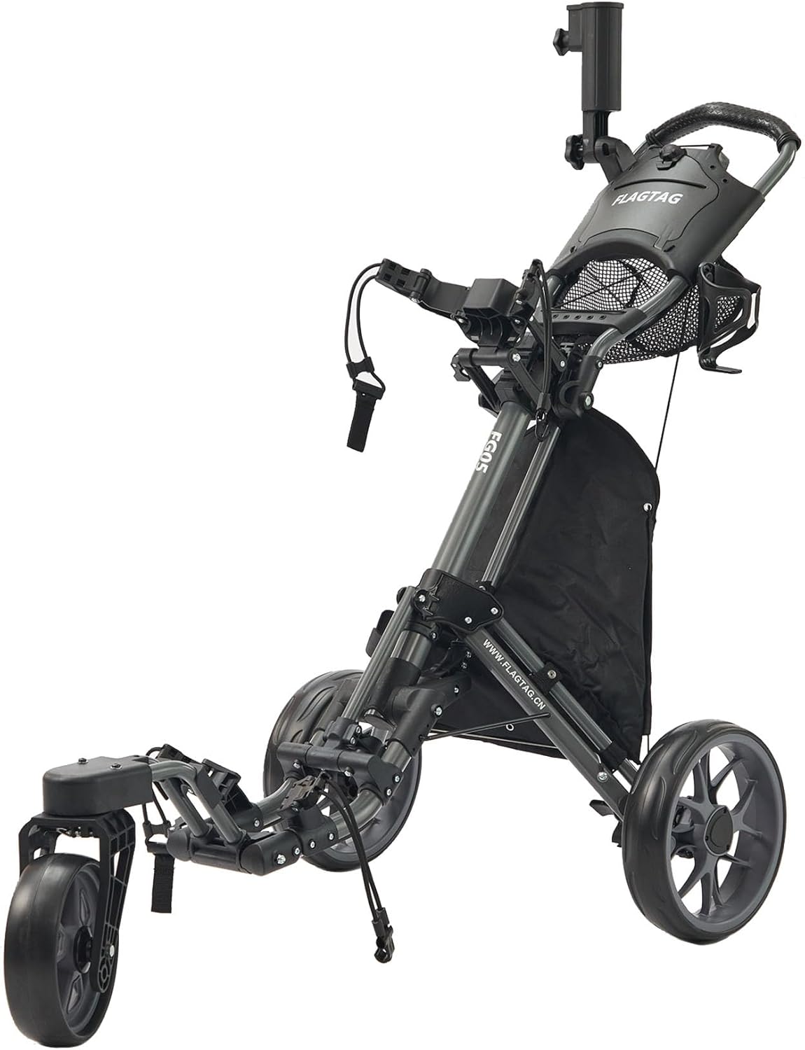 Lightweight 3 Wheel Golf Push Cart with 360 Swivel Front Wheel