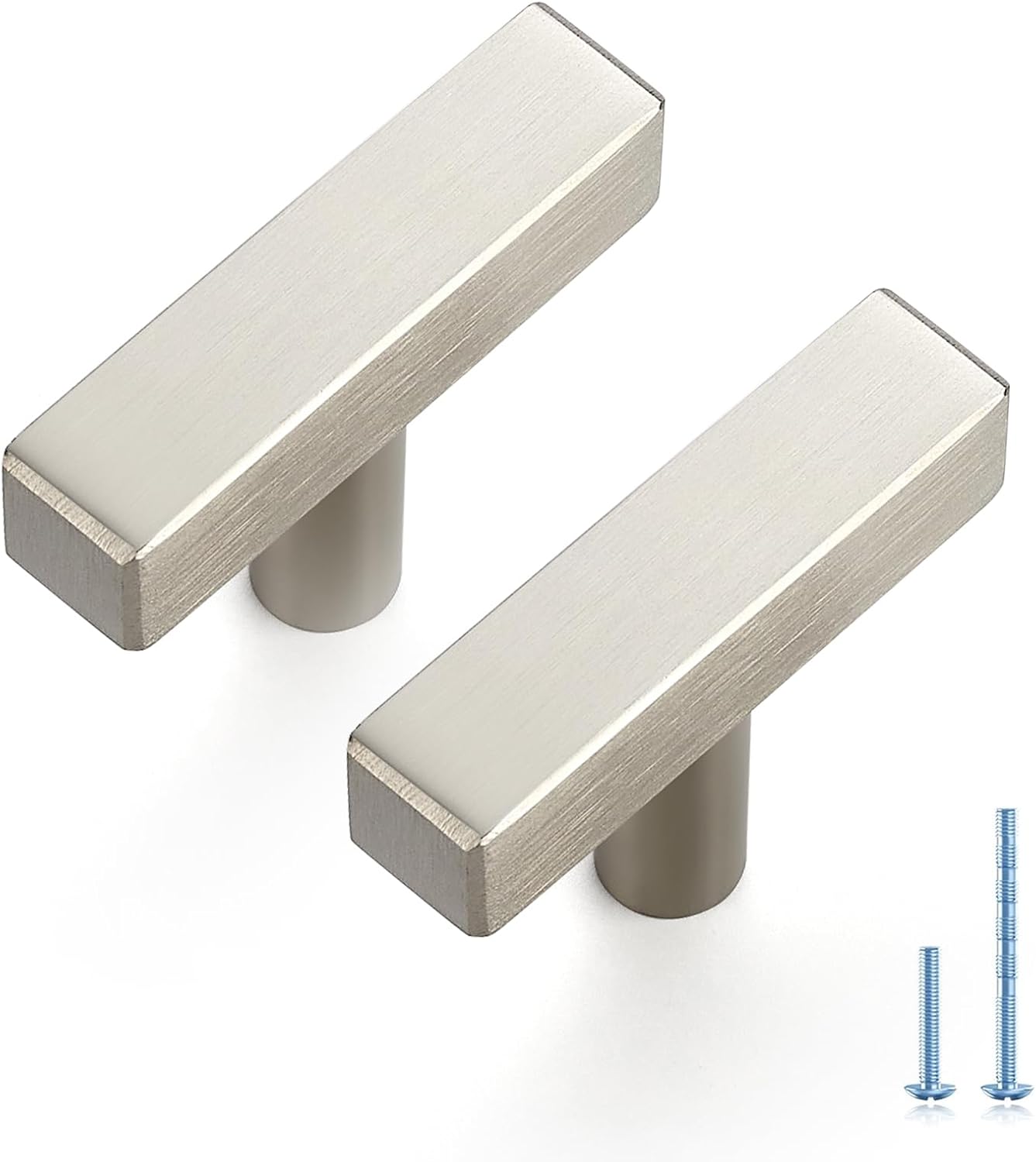 Brushed Nickel Square Cabinet Handles for Kitchen and Drawers