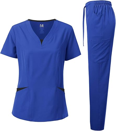 Dagacci Medical Uniform Women's Scrubs Set with 4-Way Stretch