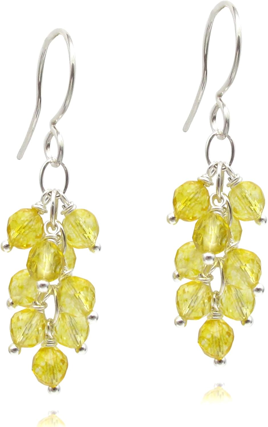 Genuine Gemstone Earrings Cluster Cascade Drop in Gold or Silver