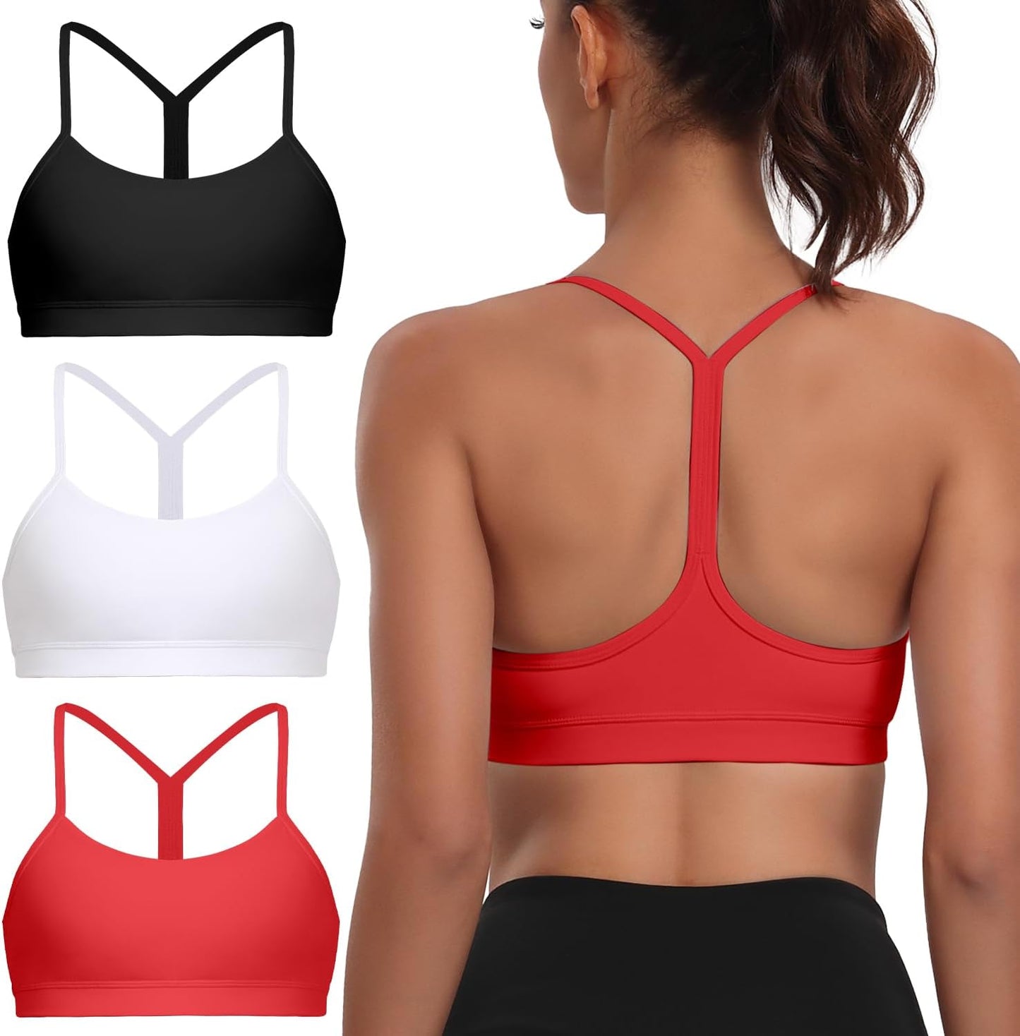 Spaghetti Strap Padded Sports Bras for Women - Y Back Design