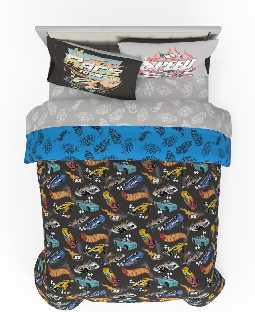 Hot Wheels Kids Bedding Super Soft Comforter and Sheet Set