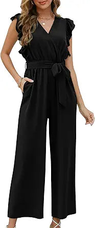 XIEERDUO Womens Jumpsuits Belted High Waist Rompers for Style