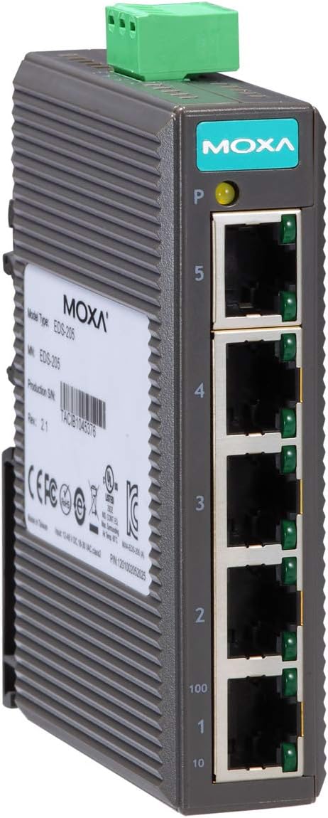 Moxa EDS-205 5 Port Unmanaged Ethernet Switch for Reliable Networking
