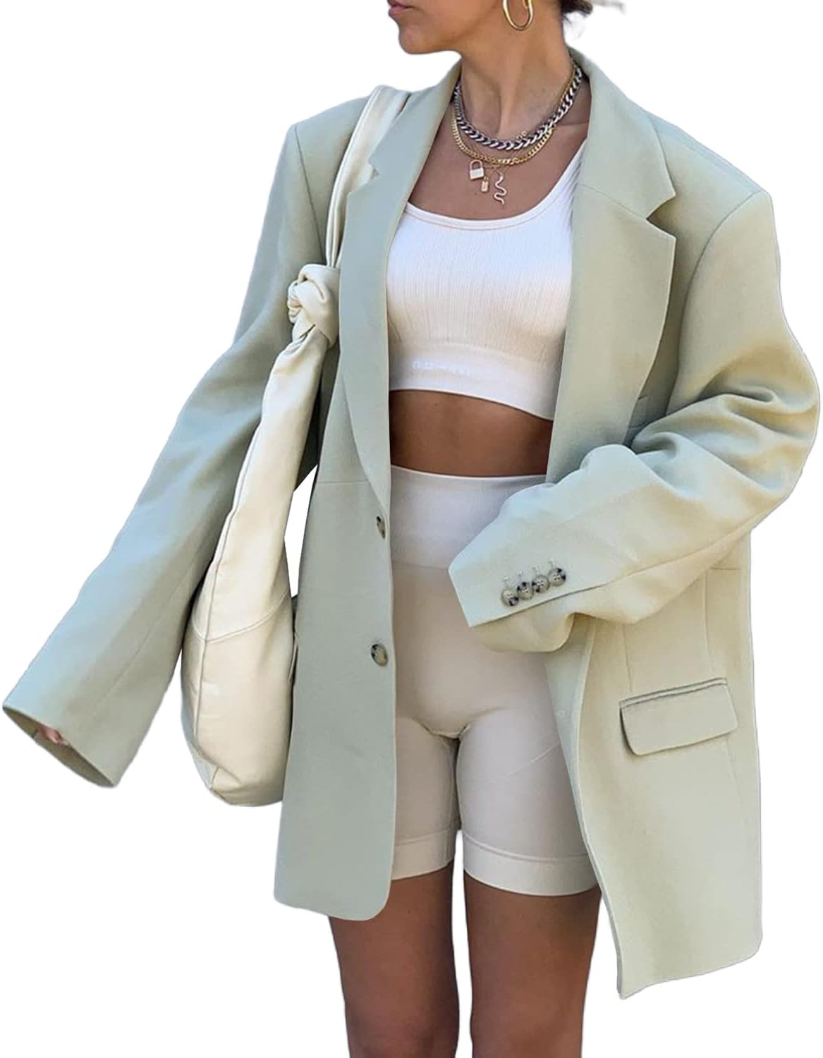 Grlasen Women Casual Elegant Long Sleeve Oversized Blazer