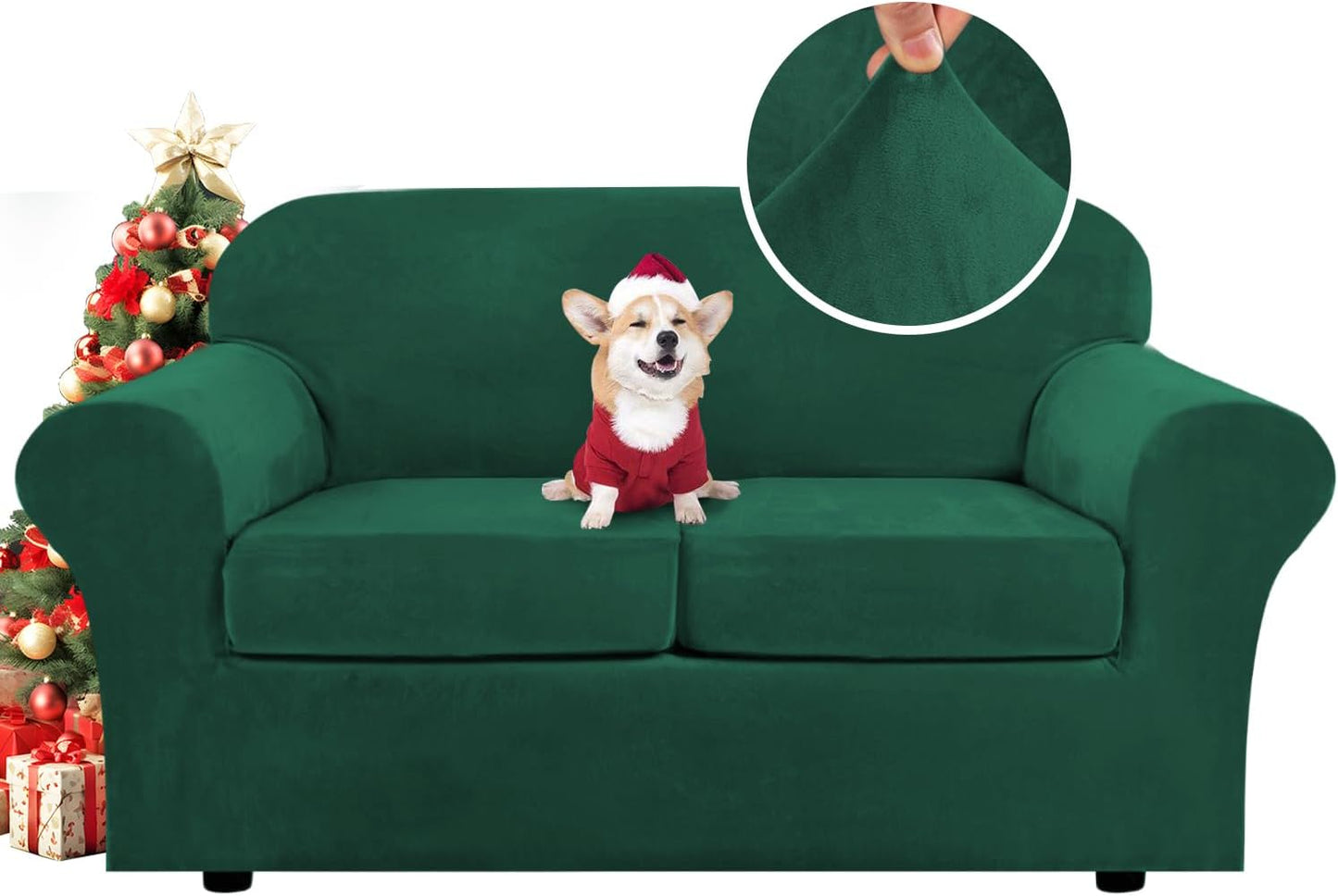 H.VERSAILTEX Real Velvet Plush 3 Piece Sofa Covers for Loveseat
