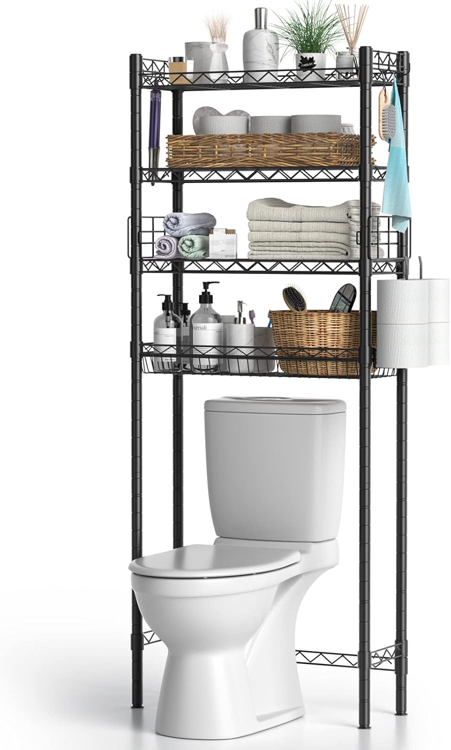 Over Toilet Bathroom Organizer with 4-Tier Storage Shelf
