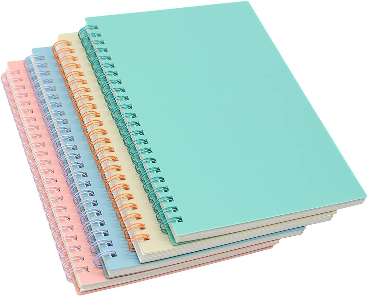 Yansanido 4 Pcs A5 Ruled Spiral Notebooks - Thick, Durable, Ideal for Study & Notes!
