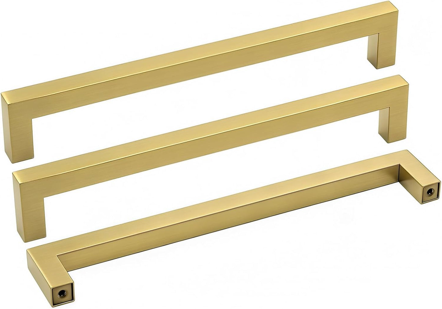 Brushed Brass Drawer Pulls for Modern Cabinets - 10 Pack