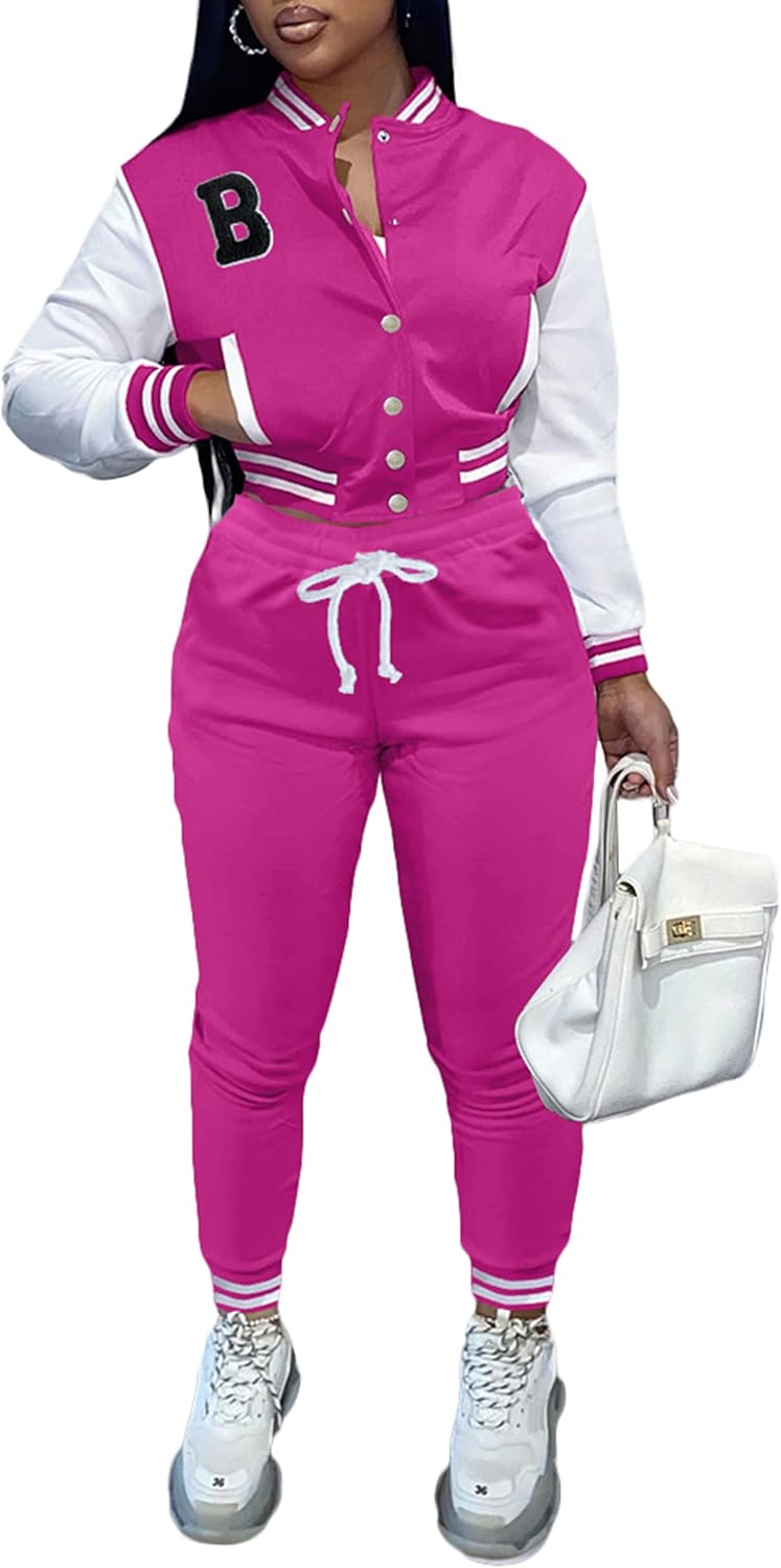 Fooullaide Women's Varsity Jacket Tracksuit for Trendy Style