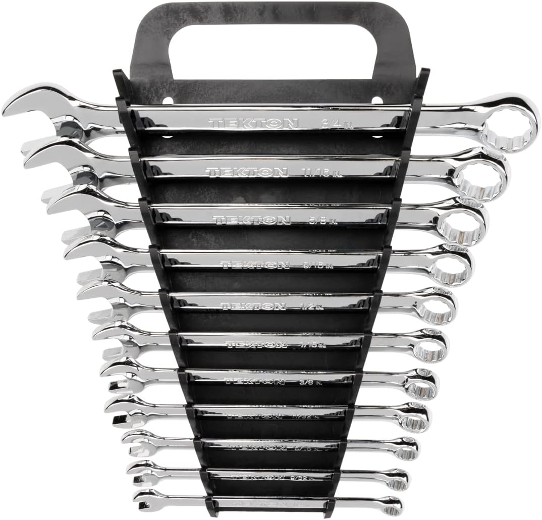 TEKTON Combination Wrench Set - 11-Piece with Holder for Versatility