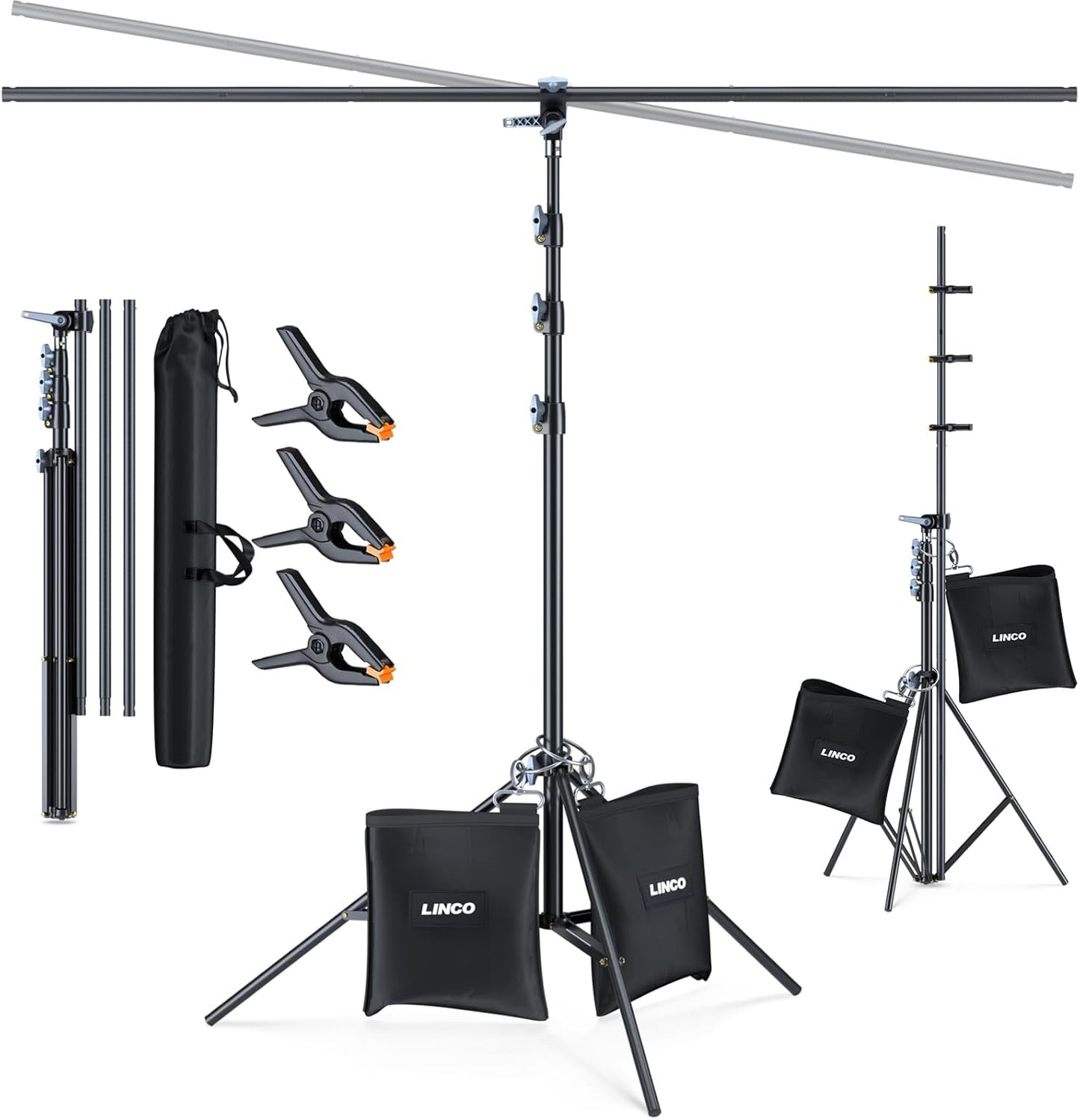 LINCO T-Shape Portable Background Support Stand Kit for Photos