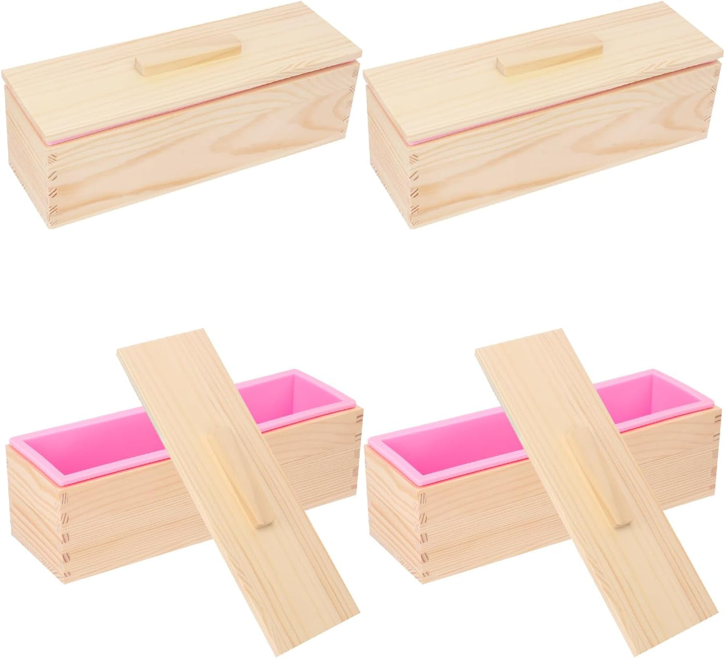 Artisan Soap Loaf Mold with Wooden Box and 4 Silicone Molds