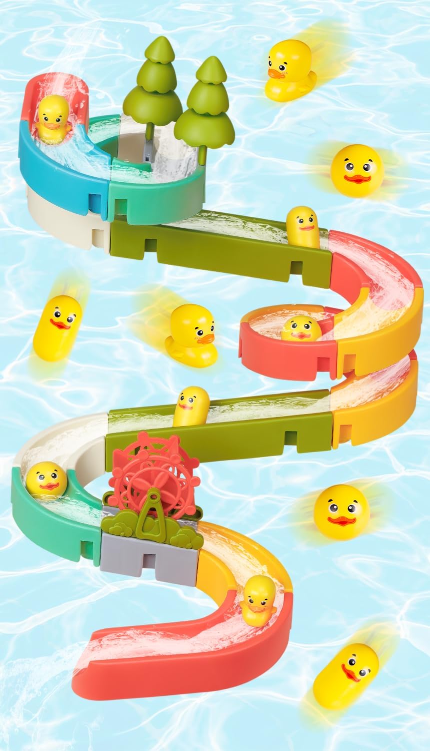 Duck Slide Bath Toy Set for Kids 3+, DIY Build Kit, Birthday Gift