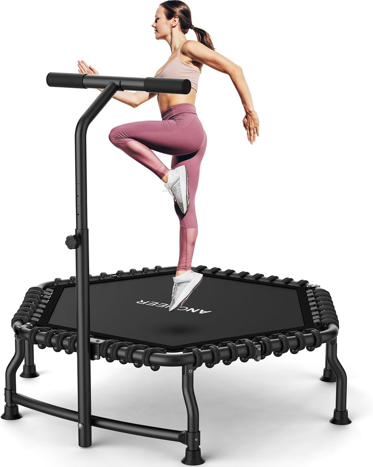 ANCHEER 50 Inch Rebounder Trampoline for Adults with Bar